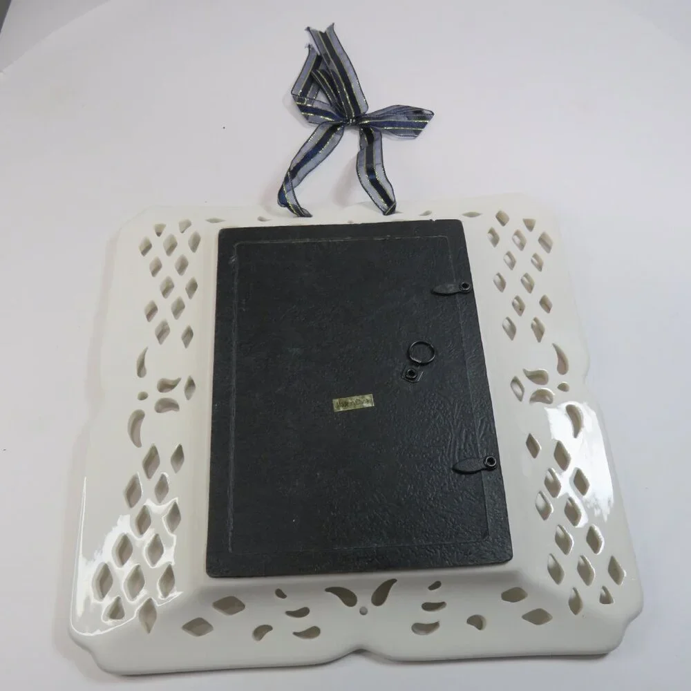 Pierced Ceramic Lace White Picture Frame NO CHIPS or CRACKS Victorian Lattice